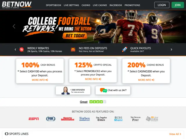 BetNow homepage