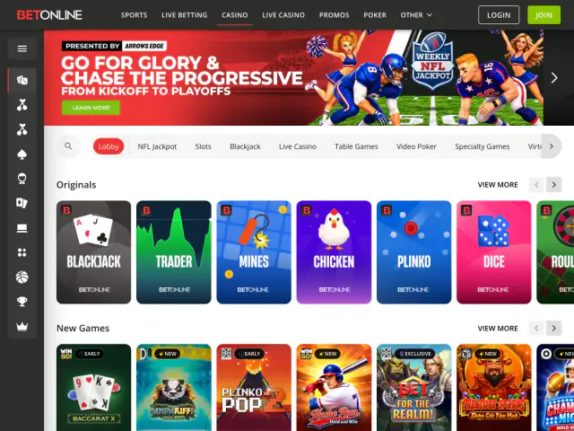 BetOnline homepage