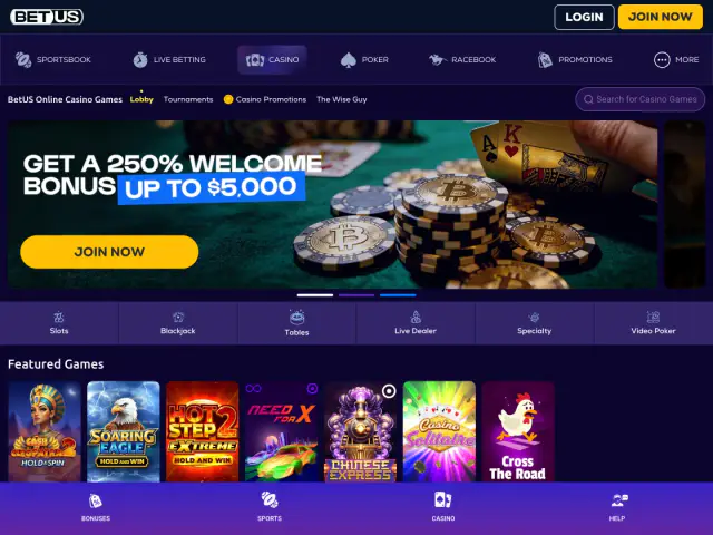 BetUS homepage