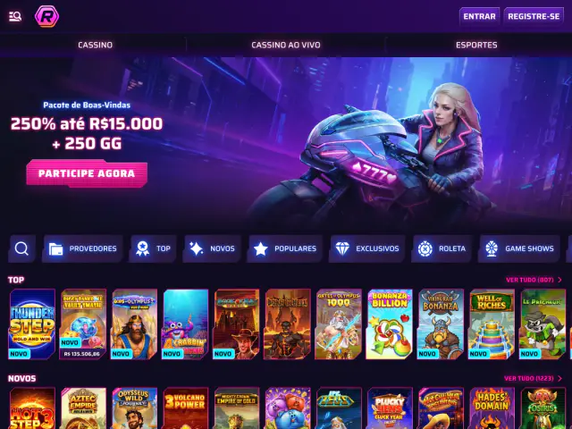 Roby Casino homepage