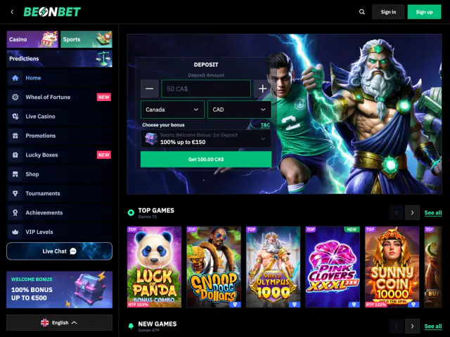 BeOnBet homepage