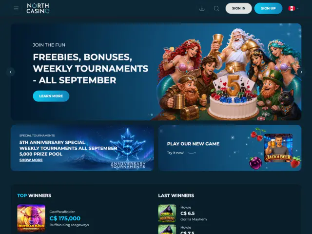 North Casino homepage