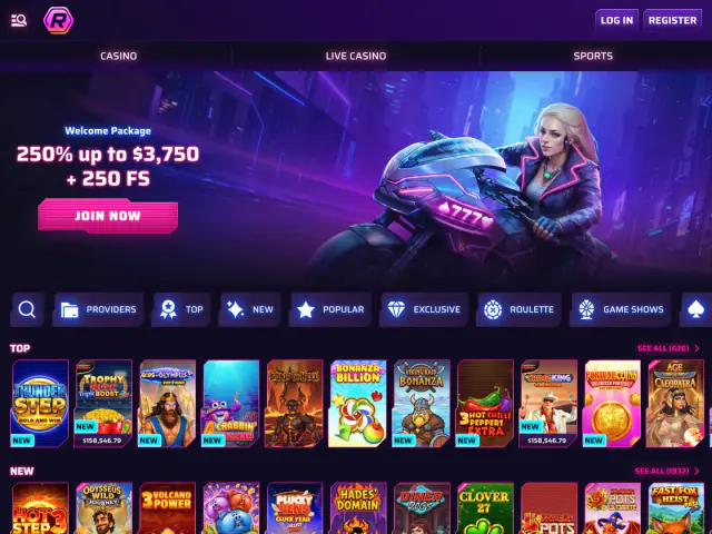 Roby Casino homepage