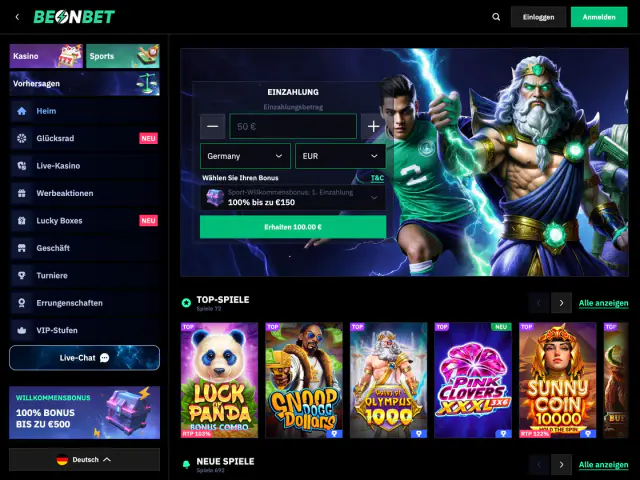BeOnBet homepage