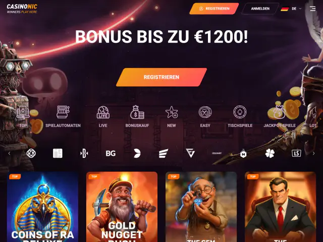 Casinonic homepage