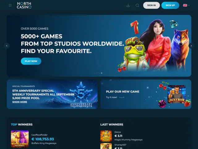 North Casino homepage