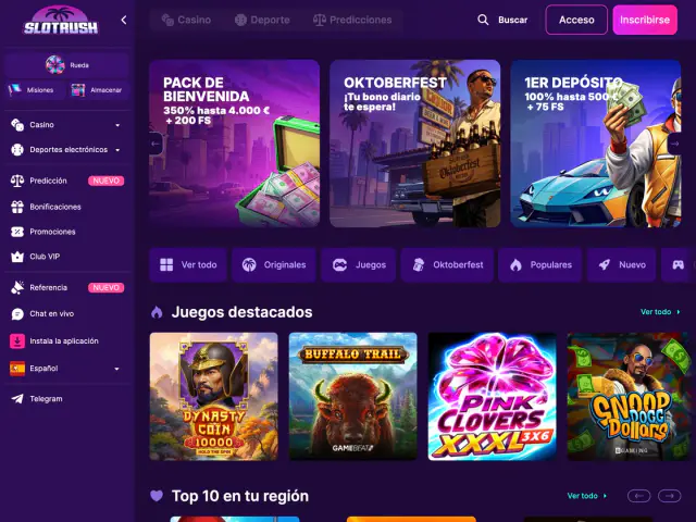 SlotRush homepage