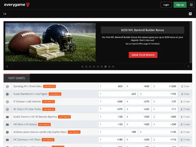 Everygame homepage