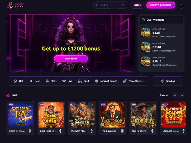 QueenSpins homepage