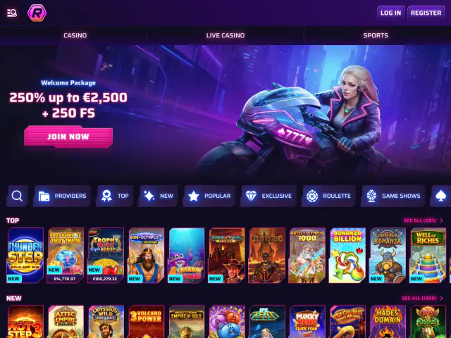 Roby Casino homepage