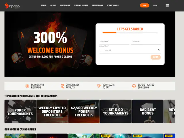 Ignition Casino homepage