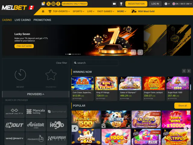 MelBet homepage