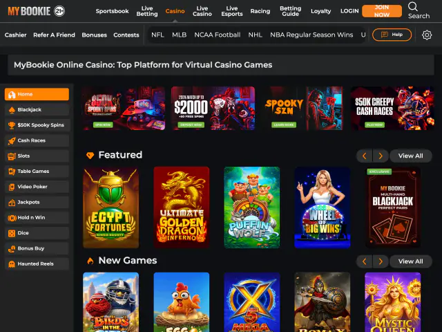 MyBookie Casino homepage