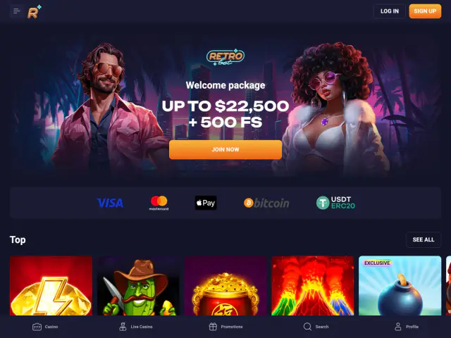 RetroBet homepage