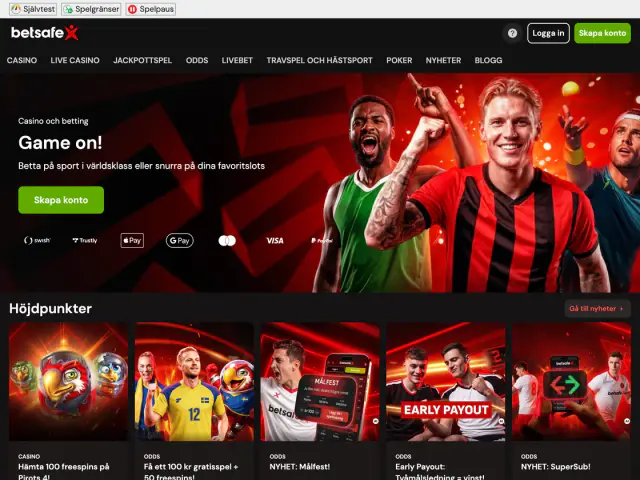 Betsafe homepage