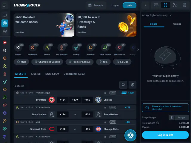 Thunderpick homepage