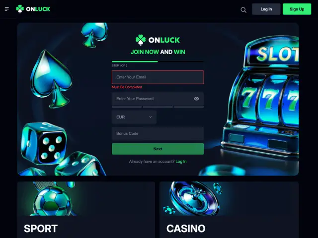 OnLuck homepage
